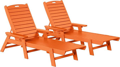 WestinTrends Malibu Poly Reclining Chaise Lounge (Set of 2) Orange