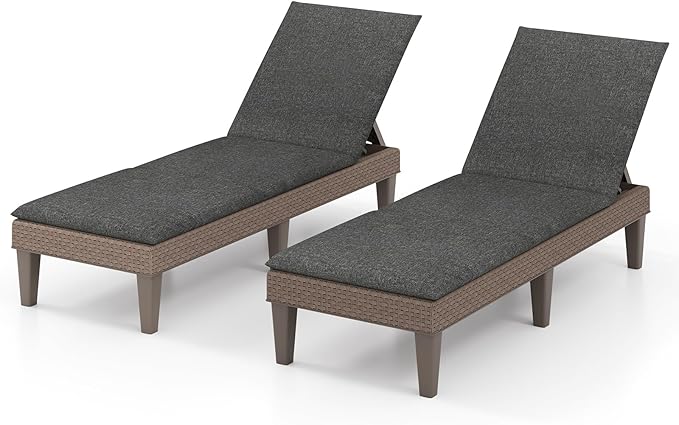 HAPPYGRILL Outdoor Chaise Lounge Chair Rattan Recliner Lounger with Removable Cushion & 3-Level Adjustable Backrest - Photo 1