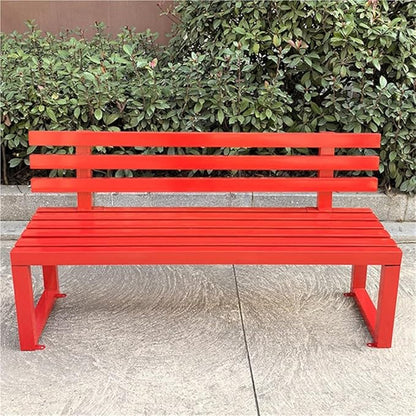 Outdoor Patio Benches, Garden Metal Bench with Backrest, Weatherproof Metal Garden Patio Bench, Bench Yard, Stadium, Scenic Area or Open-Air Seating(Red,120cm/47.2in)