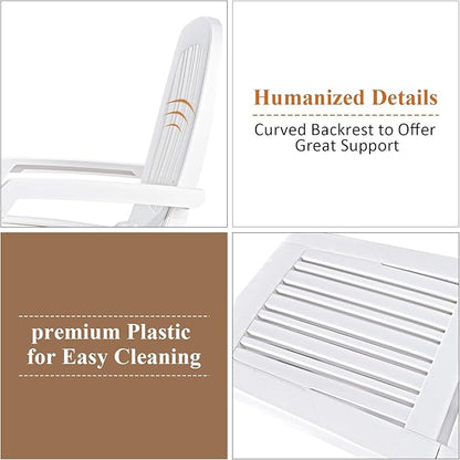 Giantex Chaise Lounge Outdoor 6 Adjustable Backrests Lounge Chair Recliner with Wheels for Patio, Poolside, Garden Foldable Beach Sunbathing Lounger(2, White)