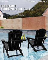 FOOWIN Folding Adirondack Chair Set of 2, HDPE Adirondack Chairs with Cup Holder - Photo 3