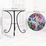 18" Side Table Outdoor, Hummingbird Metal Accent Table, Indoor Small Round End Tables - Photo 3