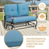 JY QAQA Patio Outdoor Metal Gliders Rocking Bench, Garden Porch Furniture Glider, Wrought Iron Chair Set with Cushion - Photo 5