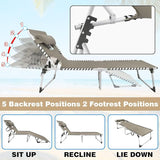 Sun Tanning Chair with Face Hole 5-Position Folding Lounge Chair Outdoor with Portable Beach Table for Poolside - Photo 3