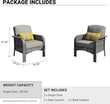 HOOOWOOO Patio Furniture Set,2 Pieces Outdoor Wicker Chairs Set,All Weather Bistro Chairs with Comfy High Back,Dark Gray - Photo 6