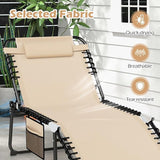 Giantex 2-Pack Lounge Chair Outdoor, Folding Tanning Chair with 4 Adjustable Positions, Removable Headrest, Footrest - Photo 7
