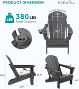 SERWALL Folding Adirondack Chair with Cup Holder Set of 2, All Weather Adirondack Chairs - Photo 3