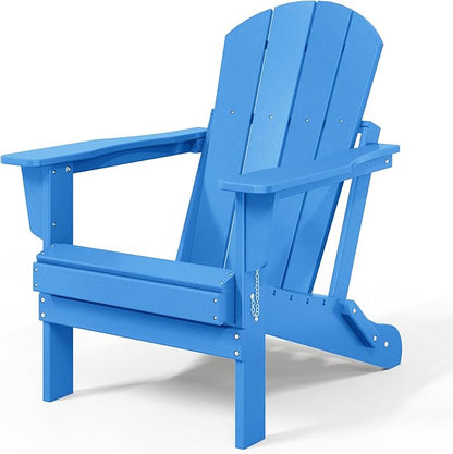 WO WESTIN OUTDOOR HDPE Laguna Outdoor Folding Poly Adirondack Chair (Set of 8),Pacific Blue