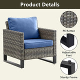 Rilyson Wicker Outdoor Patio Furniture Set - 6 Piece Patio Conversation Set with 2 Armrest Chairs, 2 Rattan Ottoman - Photo 5