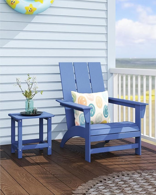 Weatherproof Outdoor Side Table, HDPE Small Outdoor Table for Adirondack, 16.6-Inch Patio Square End Tables for Garden, Backyard, Porch, Deck, Balcony, Poolside (Navy Blue)