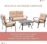 Outdoor Furniture Patio Conversation Set Loveseat, 2 Chairs, Coffee Table with Cushion, Lawn Front Porch Garden - Photo 5