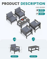 SERWALL Outdoor Patio Furniture Set, 5 Piece HDPE Patio Conversation Sets - Photo 2
