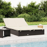 Double Sunbed with Adjustable Backrest, Black Synthetic Rattan Outdoor Chaise Lounge for Two People - Photo 1