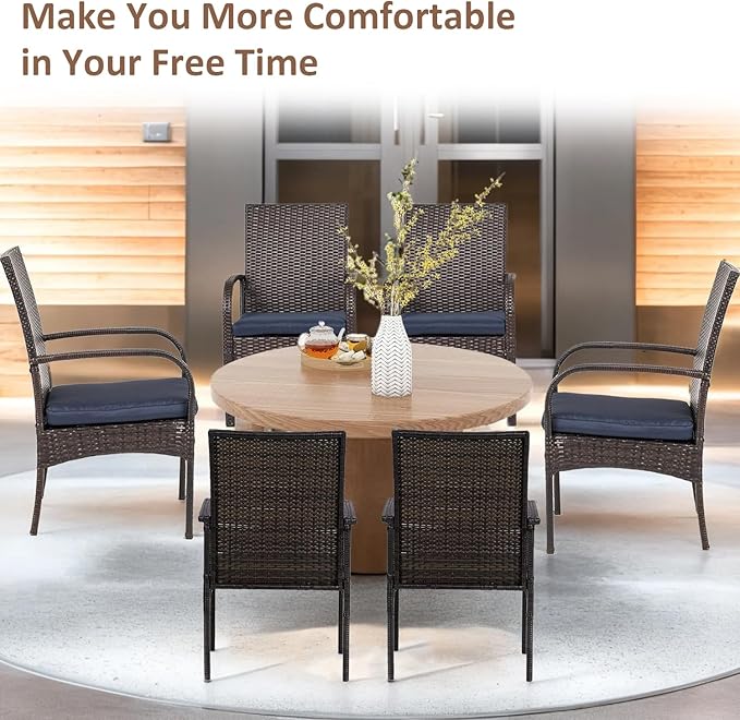 Outdoor Wicker Rattan Chairs Patio Furniture Sets with Cushions, 350lbs Capacity, All-Weather Rattan Sofa Set for Garden - Photo 8