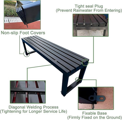 Outdoor Metal Garden Bench - Weatherproof Park Bench for Lawn, Patio, and Yard - Supports up to 800 Pounds, 47 Inch Length