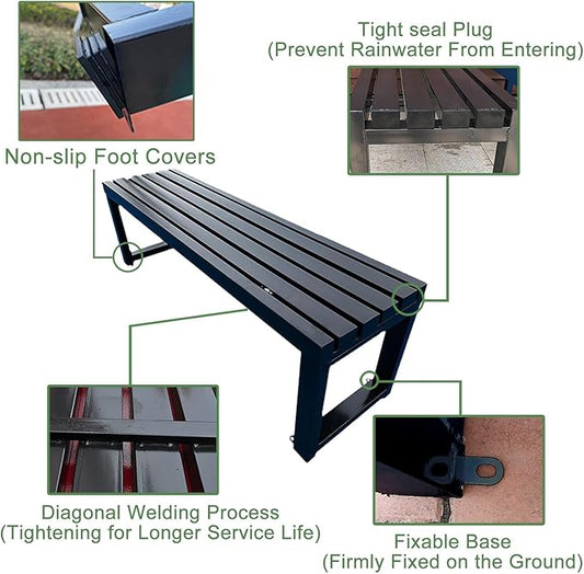 Outdoor Metal Garden Bench - Weatherproof Park Bench for Lawn, Patio, and Yard - Supports up to 800 Pounds, 47 Inch Length