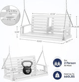 KINGYES Outdoor Hanging Porch Swing, Waterproof Swing with Cup Holders for Courtyard & Garden, 660LBS Weight Capacity - Photo 4