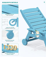 SERWALL Patio Chaise Lounge Chair, 78'' Long HDPE 5 Positions Adjustable Outdoor Lounger - Photo 5