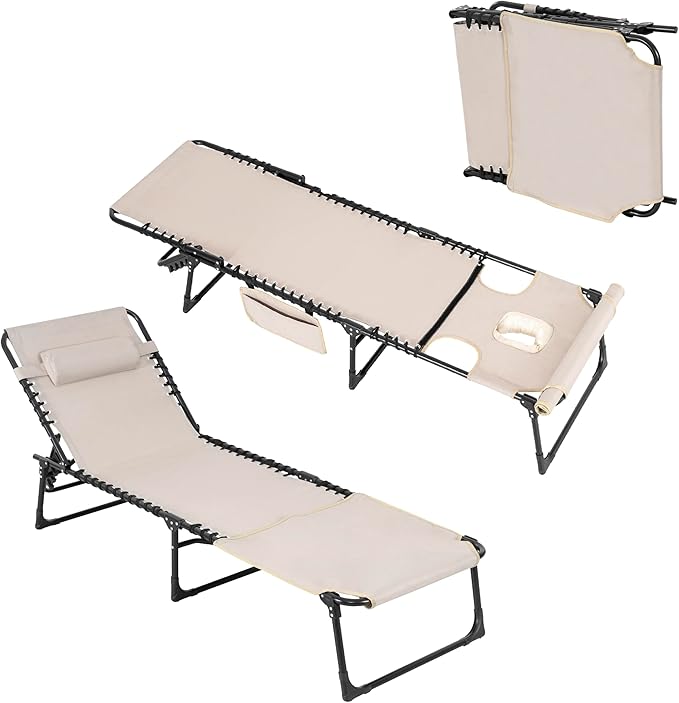 NUU GARDEN Folding Oxford Chaise Lounge Chair - Photo 9