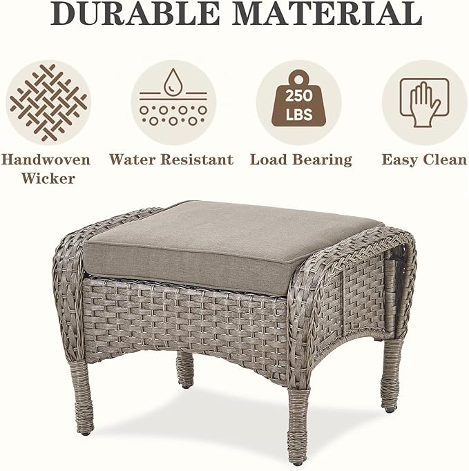Belord 6 Pieces Patio Rocking Chairs Outdoor Furniture Set with Outdoor Couch and Ottoman Conversation Patio Furniture - Photo 7