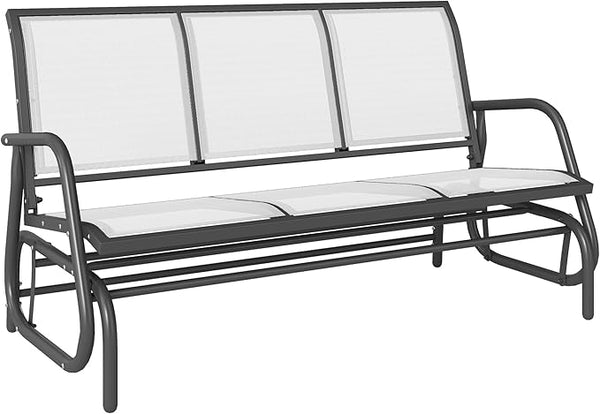 Outsunny 3-Person Patio Glider Bench, Outdoor Porch Glider Swing with 3 Seats, Breathable Mesh Fabric, Metal Frame - Photo 1