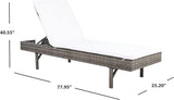 SAFAVIEH Outdoor Collection Cam Grey Brown Wicker/White Cushion Adjustable Chaise Lounge Chair, Black/Beige (PAT7501C) - Photo 3