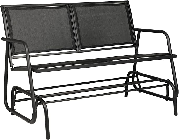 2-Person Outdoor Glider Bench - Patio Loveseat Swing Chair with Textilene Fabric & Powder-Coated Steel Frame - for - Photo 7