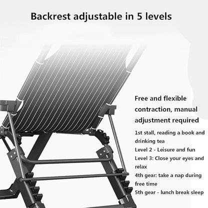 ZIRIA Household Foldable Portable Lunch Break Chair, Outdoor Camping Lawn Chair, Multi-Functional Balcony Single Lounge Chair, Reinforced Bracket, Suitable for Offices, Gardens, and Camping