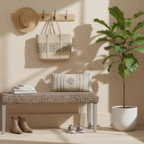 Solid Wood Acacia Indoor Bench with Natural Woven Seat, Wood Bench for Living Room or Entryway - Photo 4