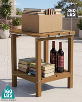 SERWALL Double Adirondack Side Table Rectangular End Table, Brown - Photo 2