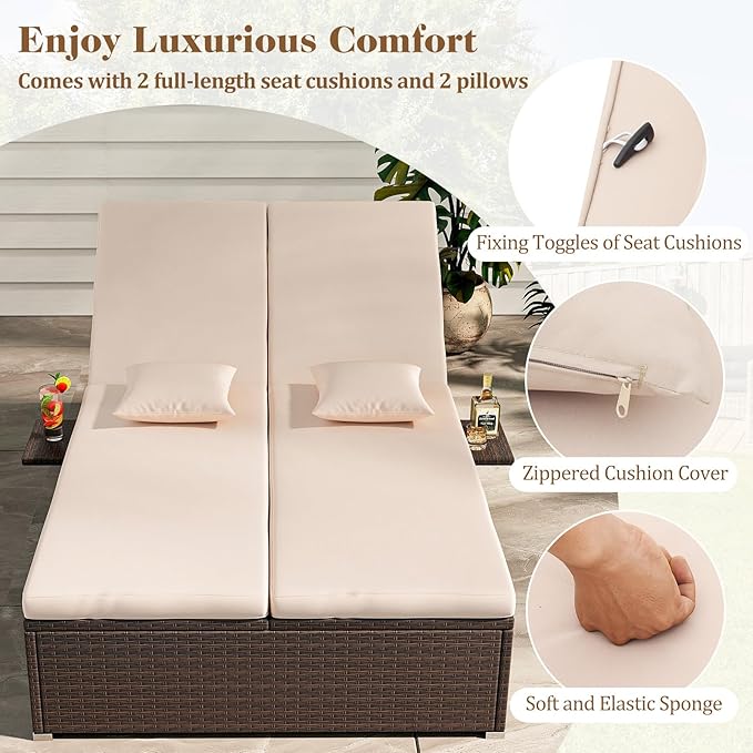 Tangkula Outdoor Rattan Daybed with 6-Level Adjustable Backrests - Photo 4