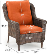 Patio Wicker Chairs Outdoor Furniture Chair - Set of 2 Outside All Weather Lawn Dining Brown Rattan Armchair with High - Photo 3