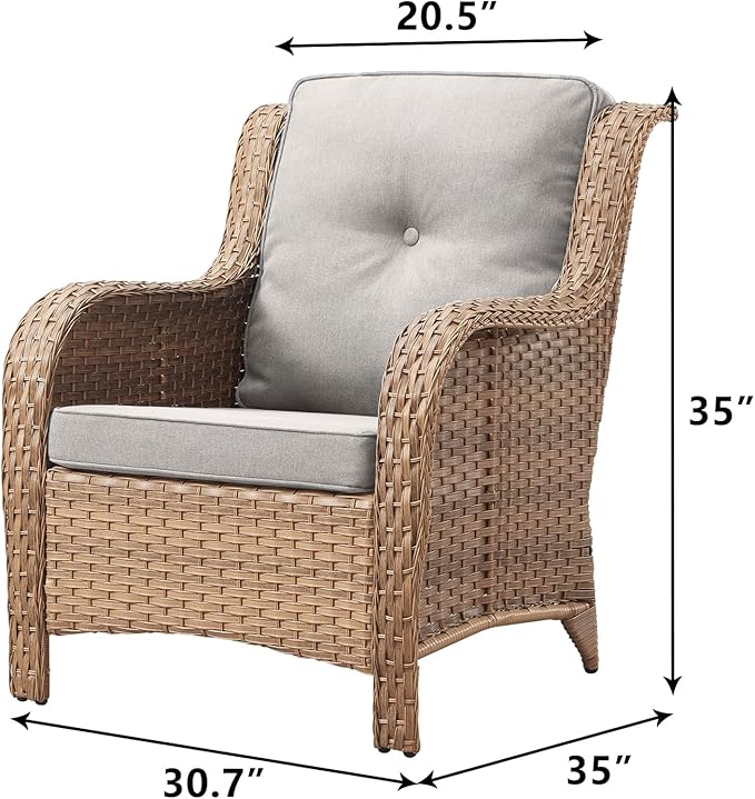 Rilyson Patio Furniture Chairs Outdoor Chair - 2 Piece Wicker Rattan Chairs Set with High Back and Deep Seating for - Photo 3
