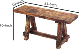The Urban Port Wooden Garden Patio Bench with Retro Etching, Cappuccino Brown - Photo 3