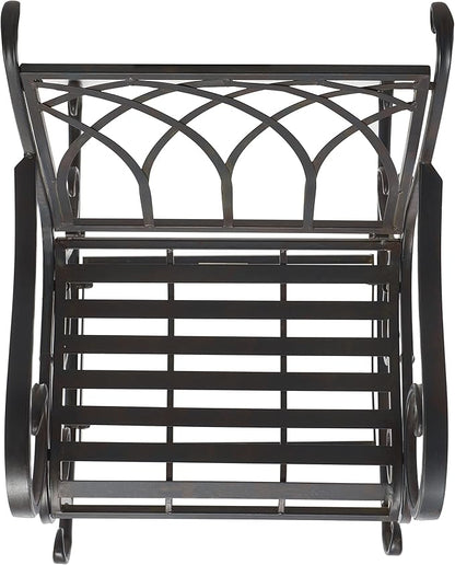 SAFAVIEH Outdoor Collection Medrano Victorian Black Rust Wrought Iron Rocking Chair