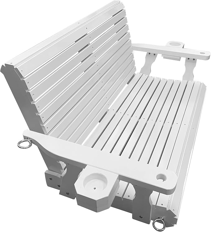 Wooden Porch Swing 2-Seater, Bench Swing with Cupholders, Hanging Chains and 7mm Springs, Heavy Duty 800 LBS - Photo 7