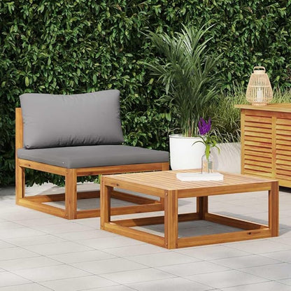 vidaXL 2-Piece Sofa Set – Solid Acacia Wood Frame - Dark Gray Cushions – Indoor/Outdoor – Versatile, Customizable, Durable, Comfortable - Patio, Backyard, Garden Furniture