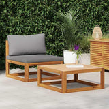 vidaXL 2 Piece Patio Sofa Set with Cushion - Outdoor Lounge Set - Solid Acacia Wood - Dark Gray Polyester Cushions - Photo 2