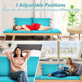 DORTALA Patio Convertible Couch Sofa Bed, Acacia Wood Daybed w/Adjustable Armrest - Photo 4