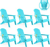 FUNBERRY Folding Adirondack Chair Set of 6, All Weather HDPE Fire Pit Chairs with Cup Holder for Outdoor - Photo 1