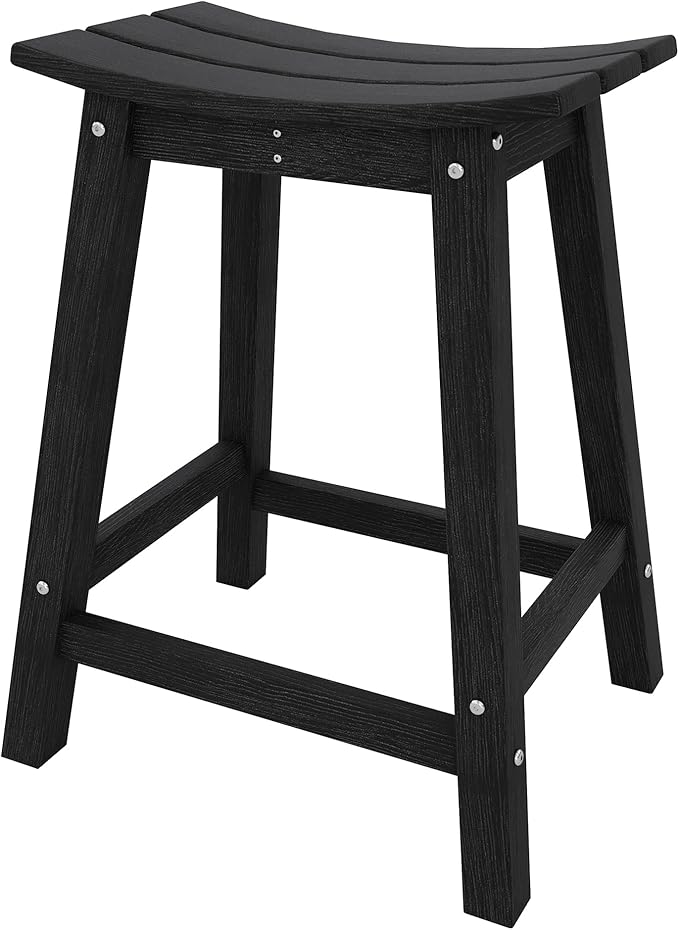 GarveeLife Weather Resistant Barstool Outside Stools for Bars, HDPE Bar Stools Set Outdoor, Outdoor Barstool Set of 2 with Footrest, Adirondack Bar Height Stools