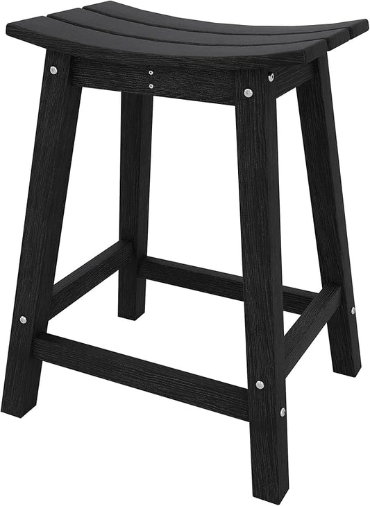 GarveeLife Weather Resistant Barstool Outside Stools for Bars, HDPE Bar Stools Set Outdoor, Outdoor Barstool Set of 2 with Footrest, Adirondack Bar Height Stools