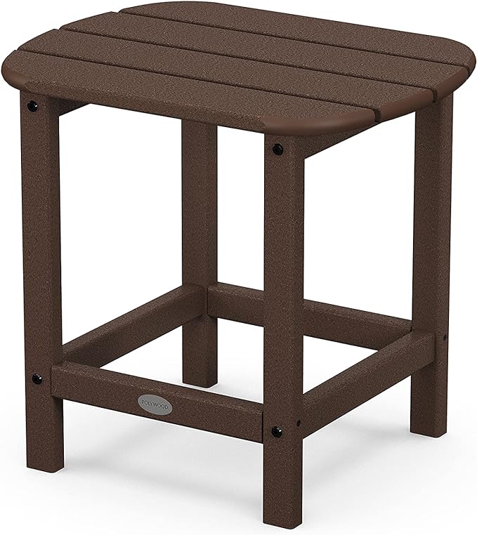 Polywood Classic Adirondack Chair, Mahogany and South Beach 18" Side Table 2-Piece Outdoor Furniture Set