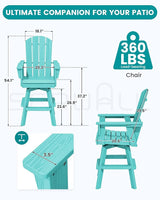 SERWALL Swivel Adirondack Bar Chairs Set of 4, HDPE Outdoor Swivel Barstools Chairs Set of 4 for Bistro, Poolside - Photo 2