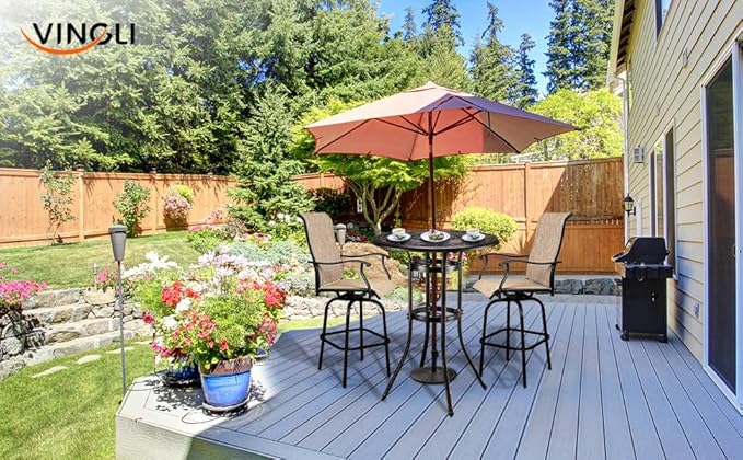 VINGLI 32" Outdoor Bar Table, Patio Bar Height Table with Umbrella Hole, Round High Top Table - Photo 7