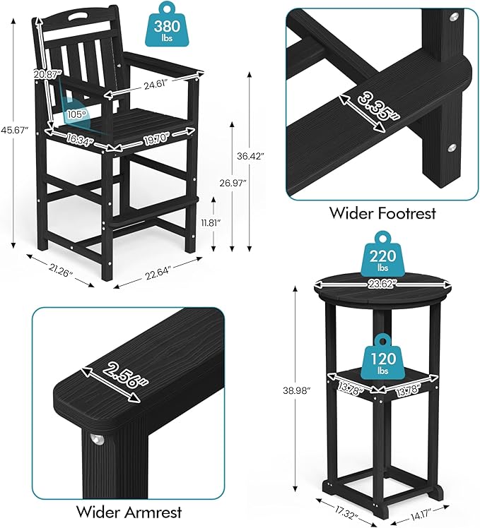 Ciokea 3-Pcs Bistro Table and Chairs - Photo 3