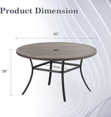 Outdoor Dining Table for 6, 50" Round Outdoor Table with Adjustable Umbrella Hole - Photo 2