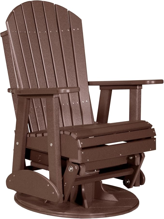 LuxCraft 2' Adirondack Swivel Glider - Available in 14 Colors, Chestnut Brown