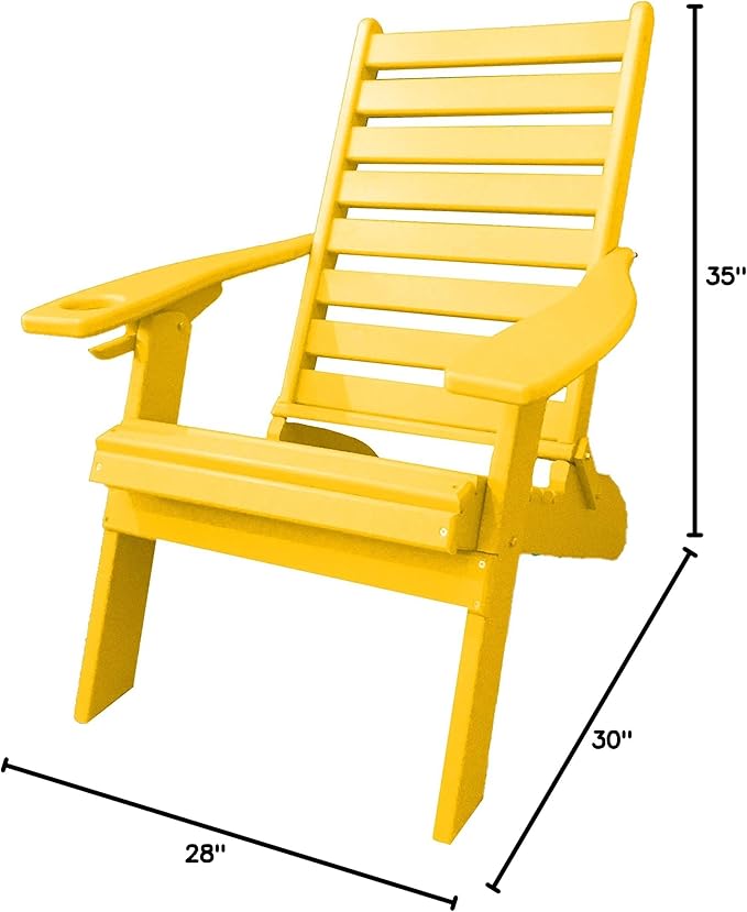 Furniture Barn USA Farmhouse Collection Poly Ladderback Folding Adirondack Chair, Lemon Yellow