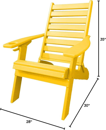Furniture Barn USA Farmhouse Collection Poly Ladderback Folding Adirondack Chair, Lemon Yellow